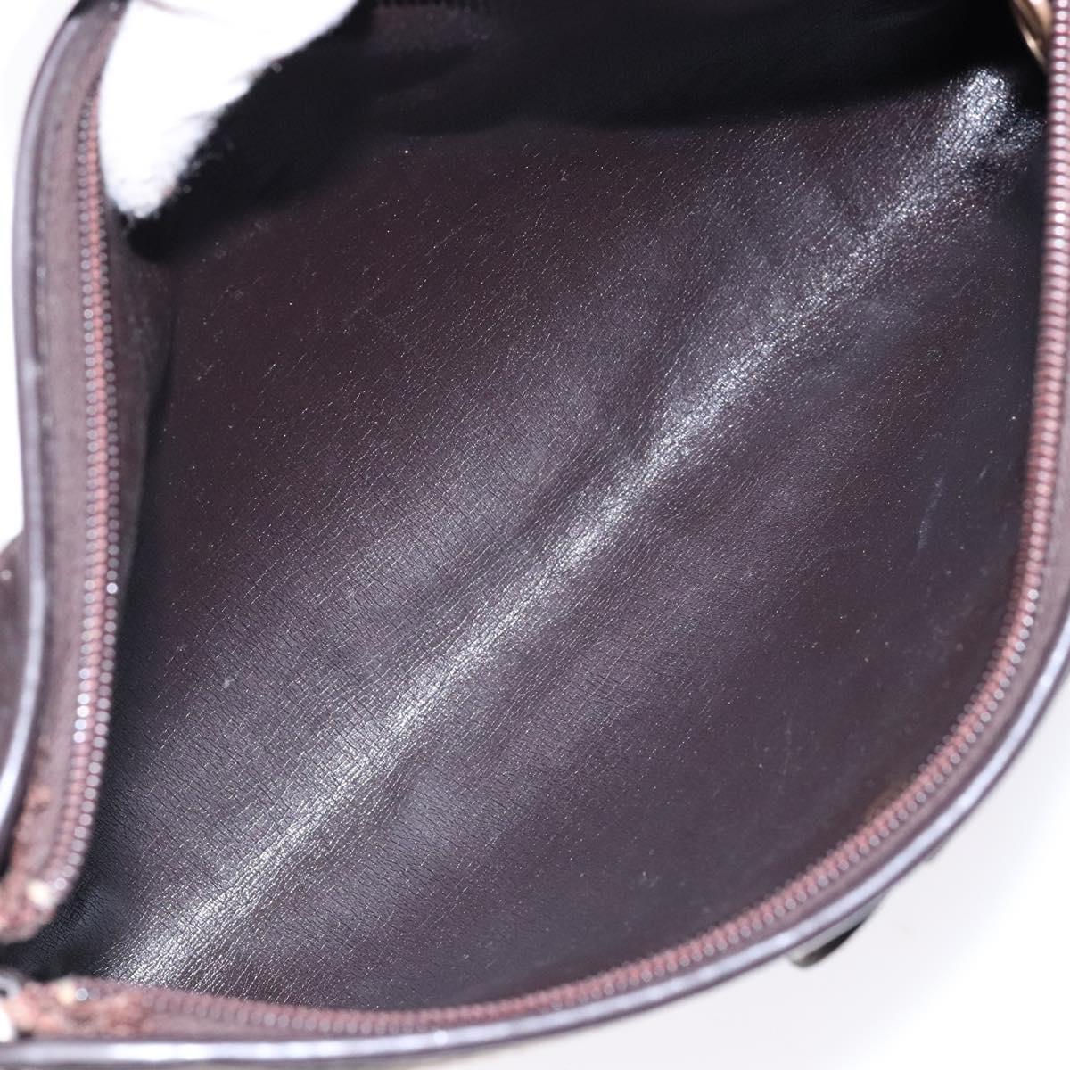 Christian Dior Trotter Canvas Shoulder Bag Brown Gold Auth 134767