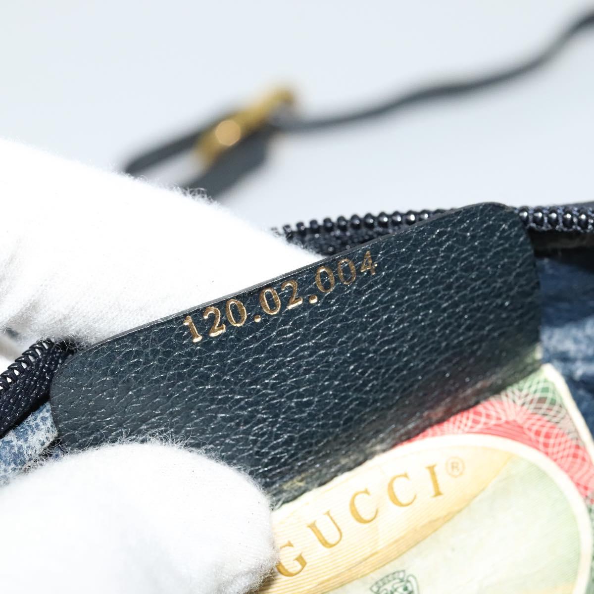 GUCCI GG Supreme Sherry Line Shoulder Bag PVC Navy Gold 120 02 004 Auth 134809