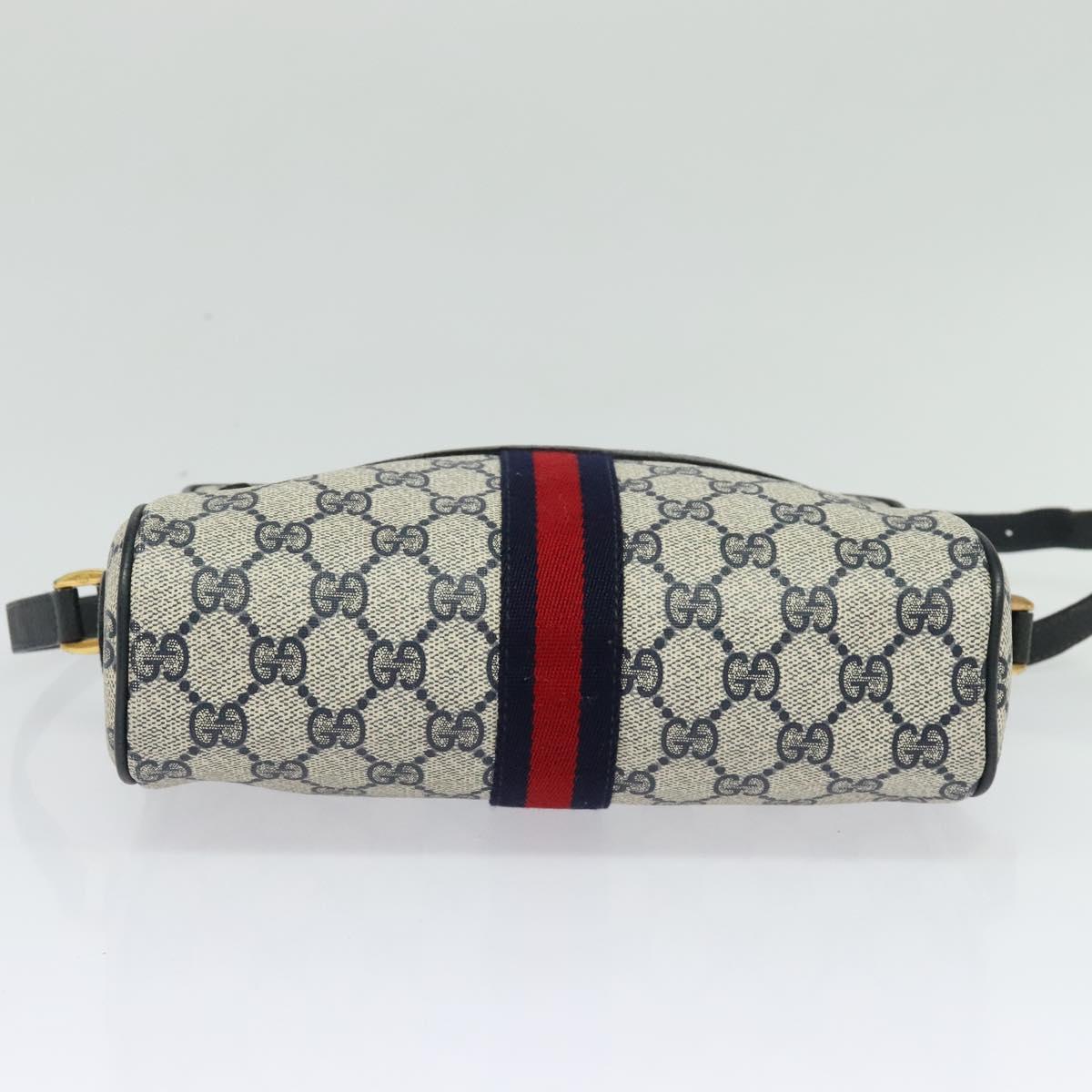 GUCCI GG Supreme Sherry Line Shoulder Bag PVC Navy Gold 120 02 004 Auth 134809