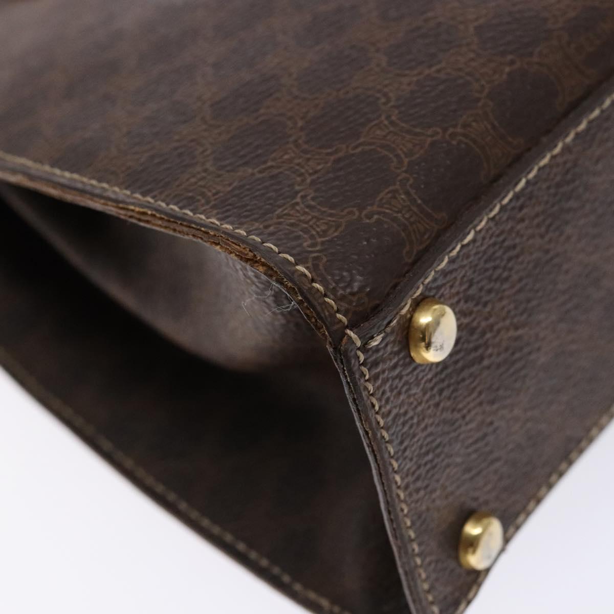 CELINE Macadam Canvas Hand Bag PVC Leather Brown Gold Auth 134810