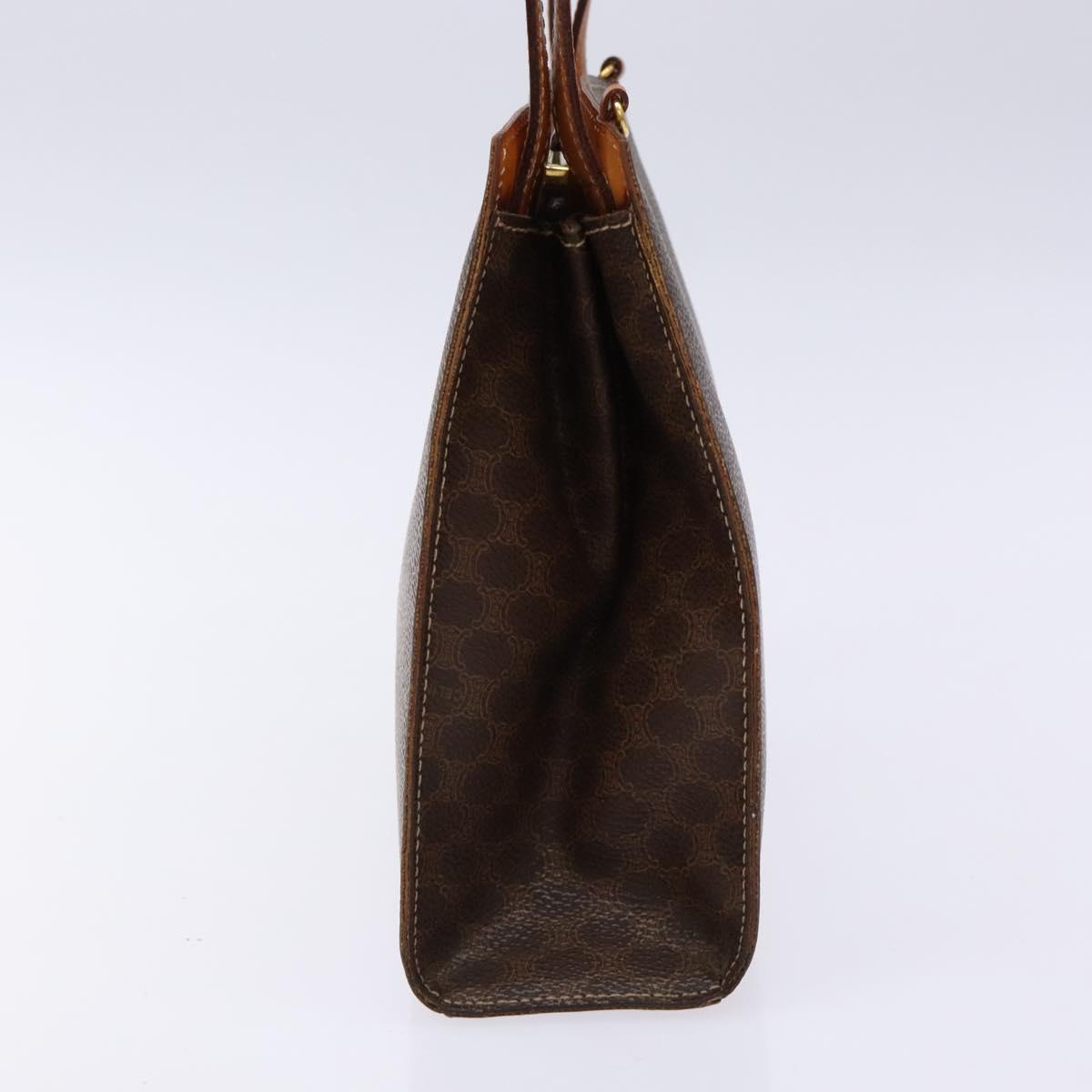 CELINE Macadam Canvas Hand Bag PVC Leather Brown Gold Auth 134810