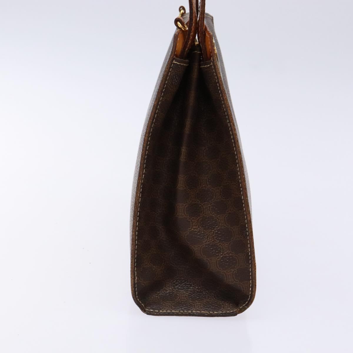 CELINE Macadam Canvas Hand Bag PVC Leather Brown Gold Auth 134810
