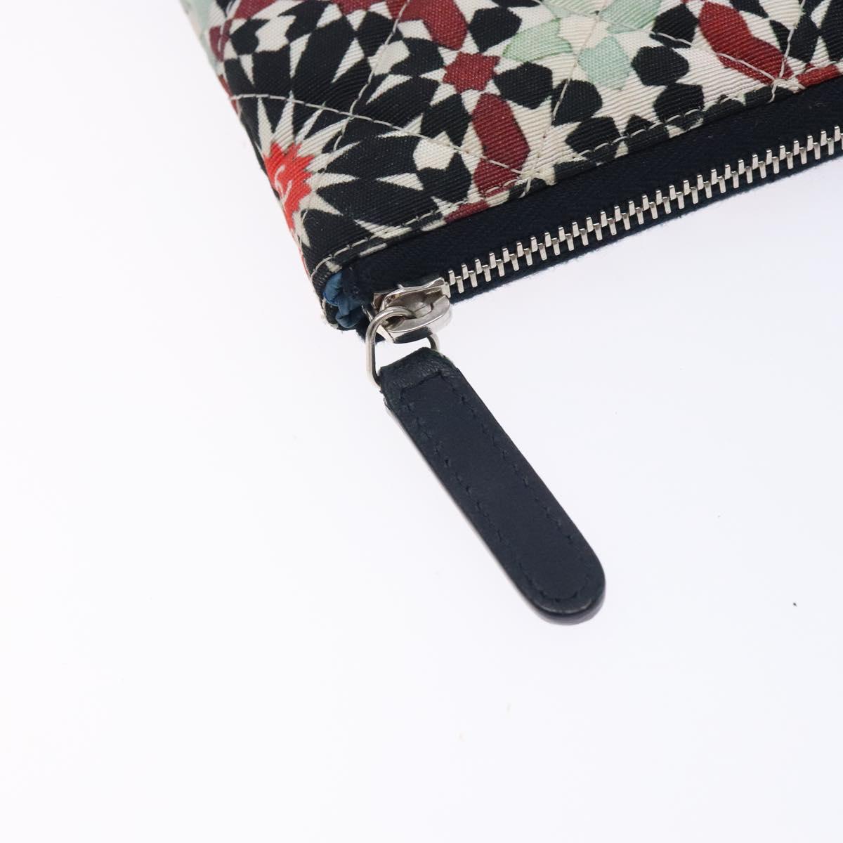 CHANEL Matelasse Clutch Bag Nylon Multicolor Silver CC Auth 134823