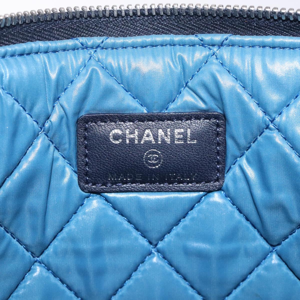 CHANEL Matelasse Clutch Bag Nylon Multicolor Silver CC Auth 134823