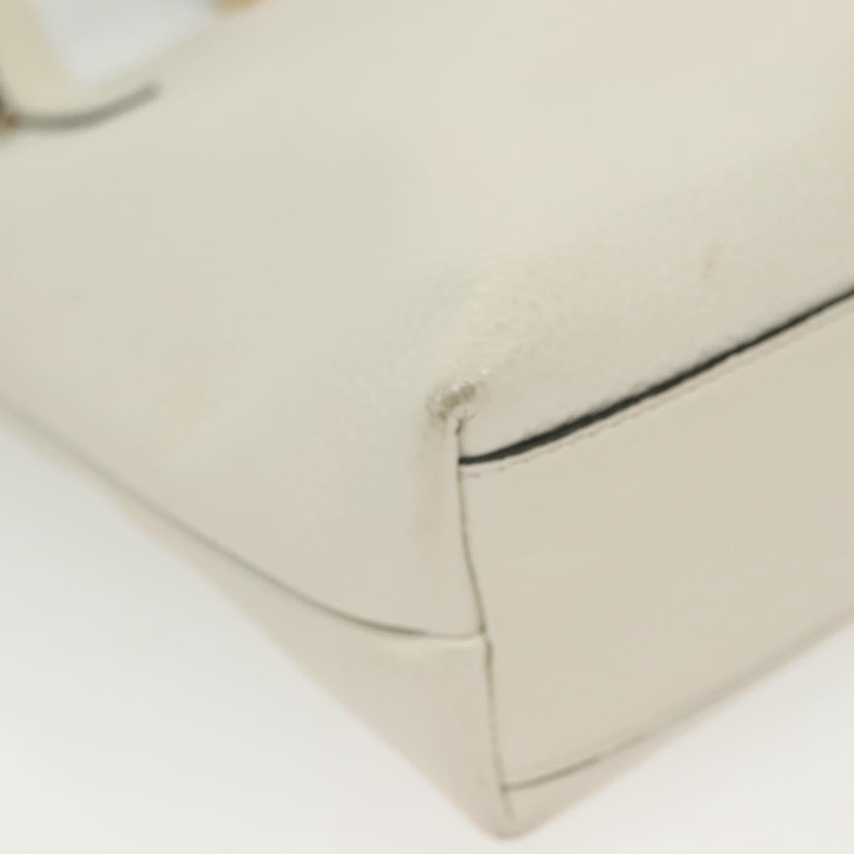 Salvatore Ferragamo Gancini Hand Bag Leather 2way White Gold Auth 134826