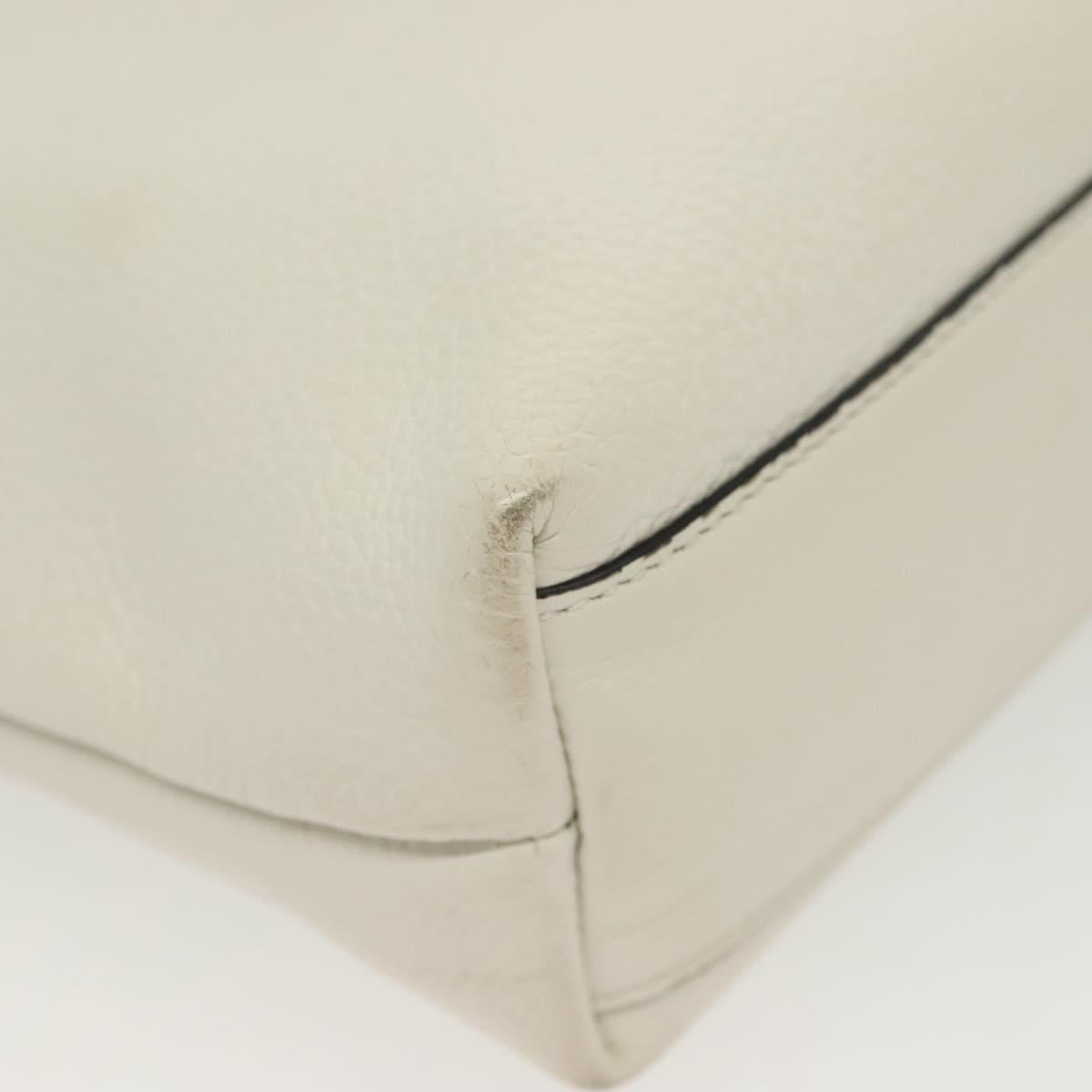 Salvatore Ferragamo Gancini Hand Bag Leather 2way White Gold Auth 134826