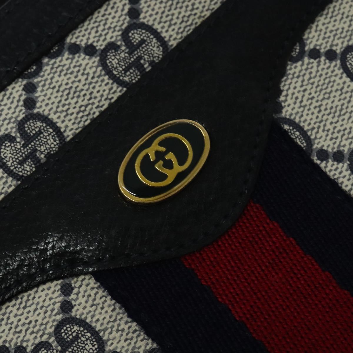 GUCCI GG Supreme Sherry Line Shoulder Bag PVC Navy Gold 41 02 013 Auth 134831