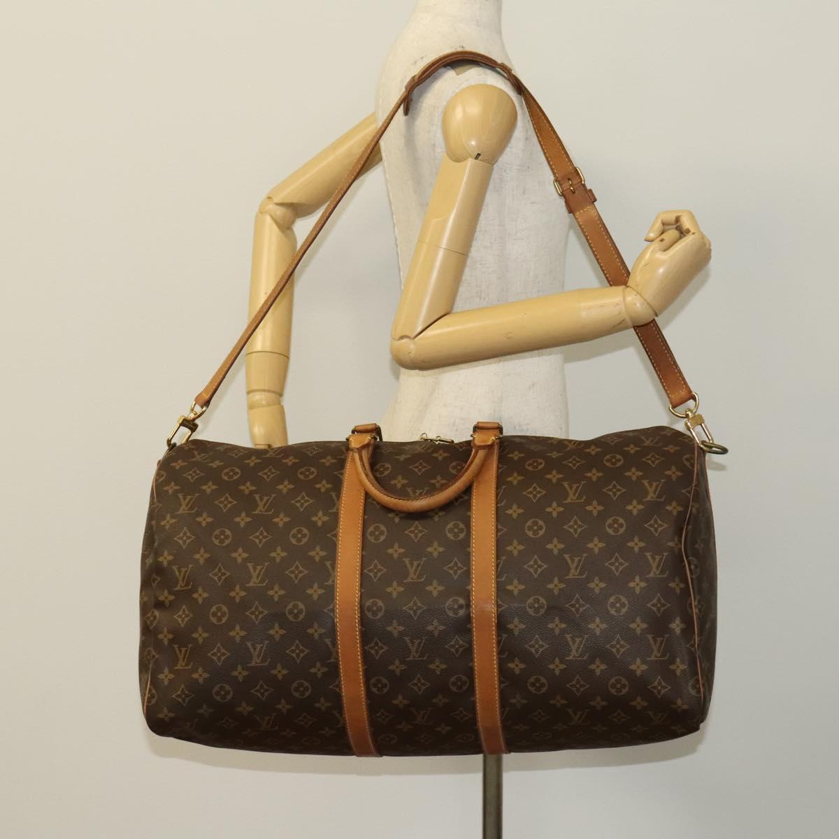 LOUIS VUITTON Monogram Keepall Bandouliere 55 Boston Bag M41414 LV Auth 134849