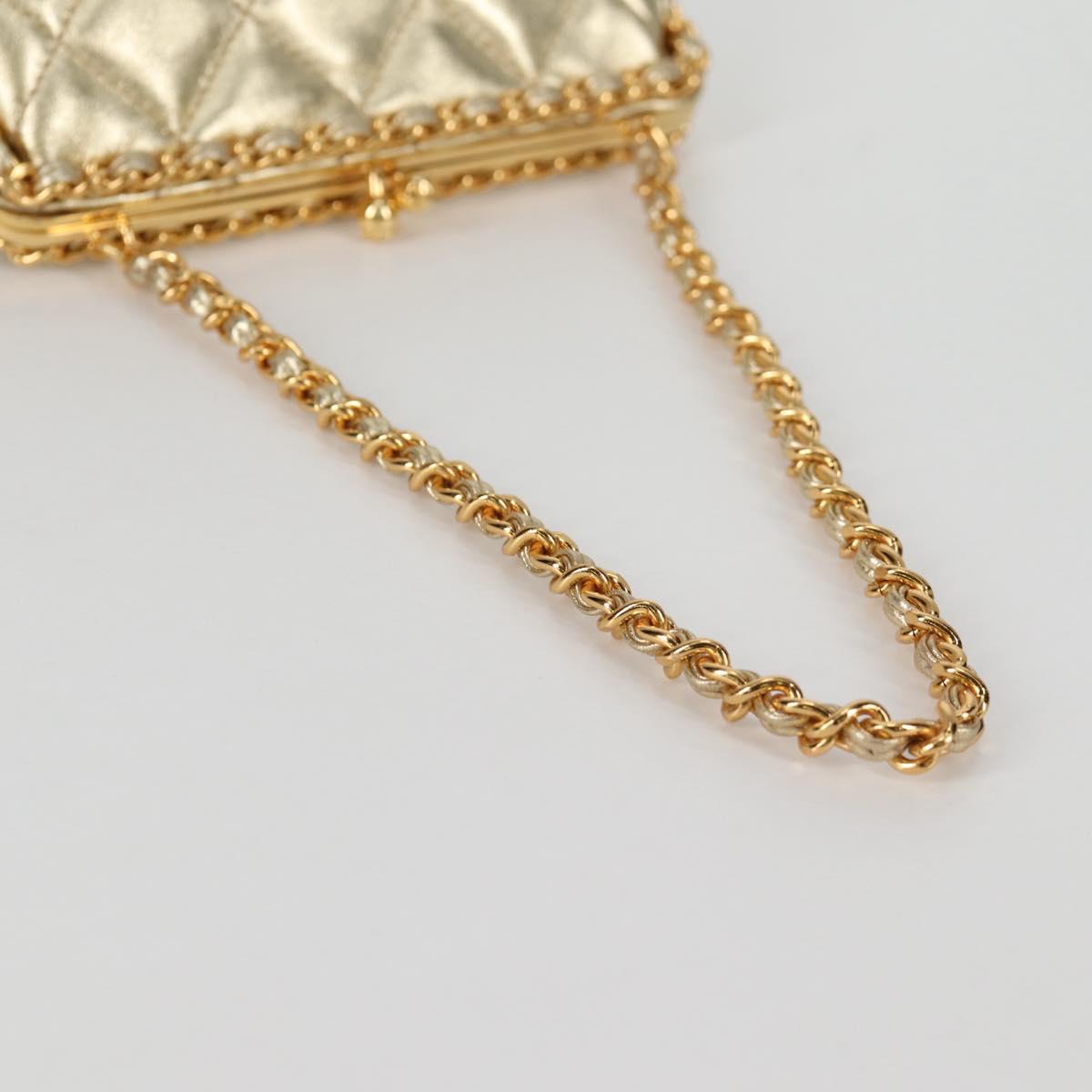 CHANEL Matelasse Chain Shoulder Bag Leather Gold CC Auth 134853SM