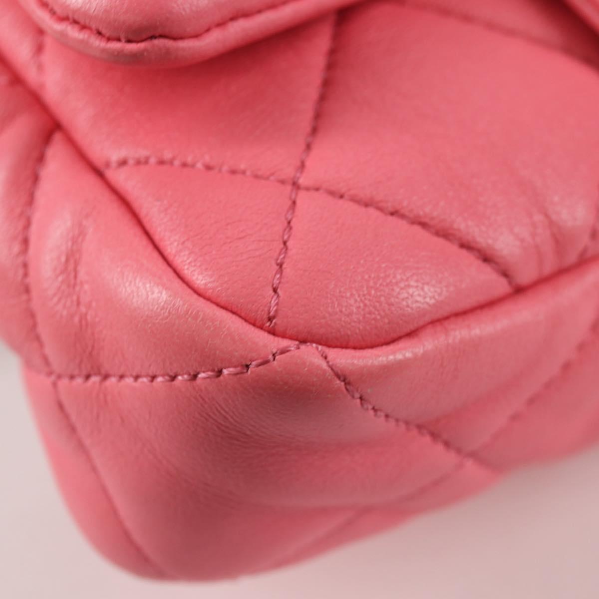 CHANEL Matelasse Chain Shoulder Bag Leather Pink Gold CC Auth 134854M
