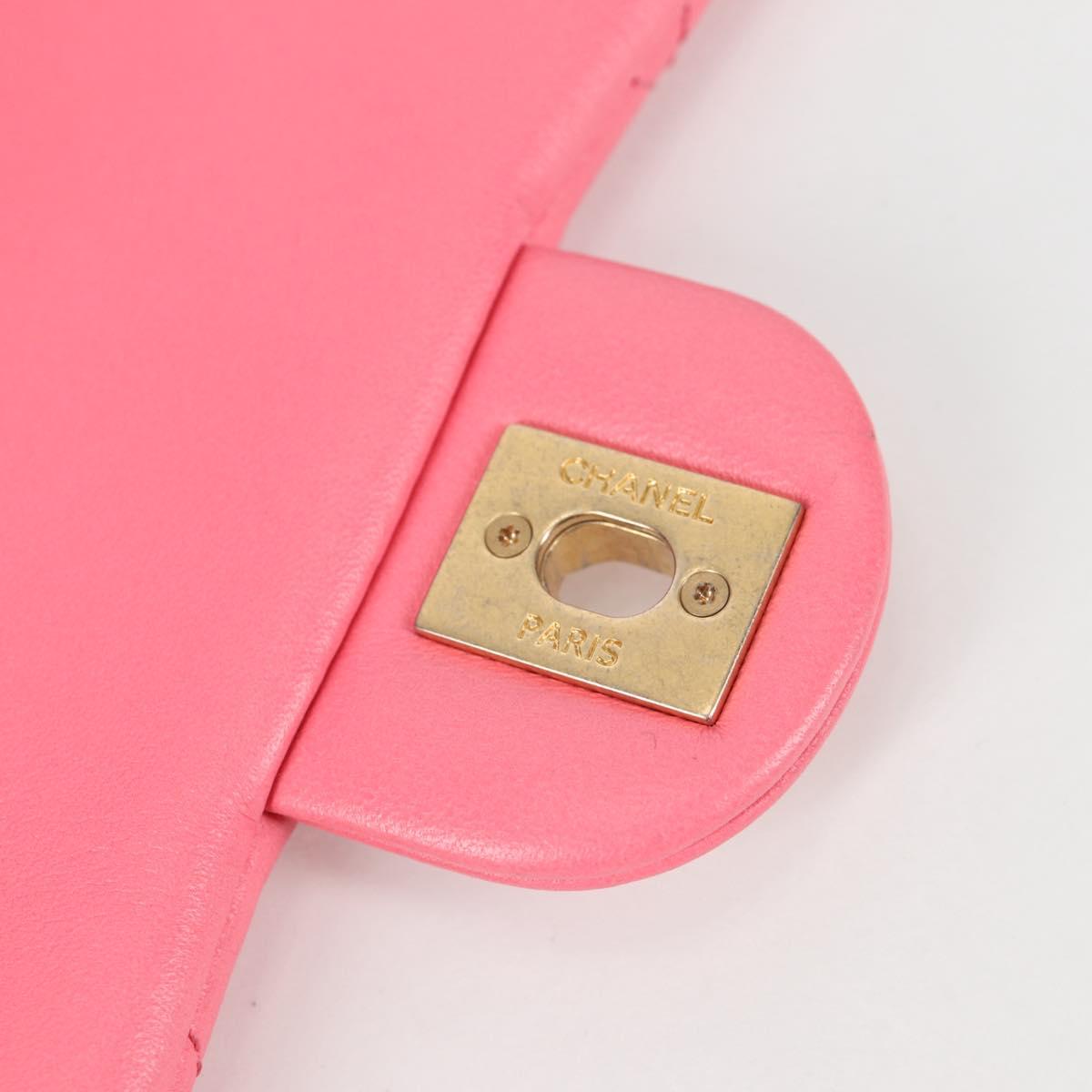 CHANEL Matelasse Chain Shoulder Bag Leather Pink Gold CC Auth 134854M