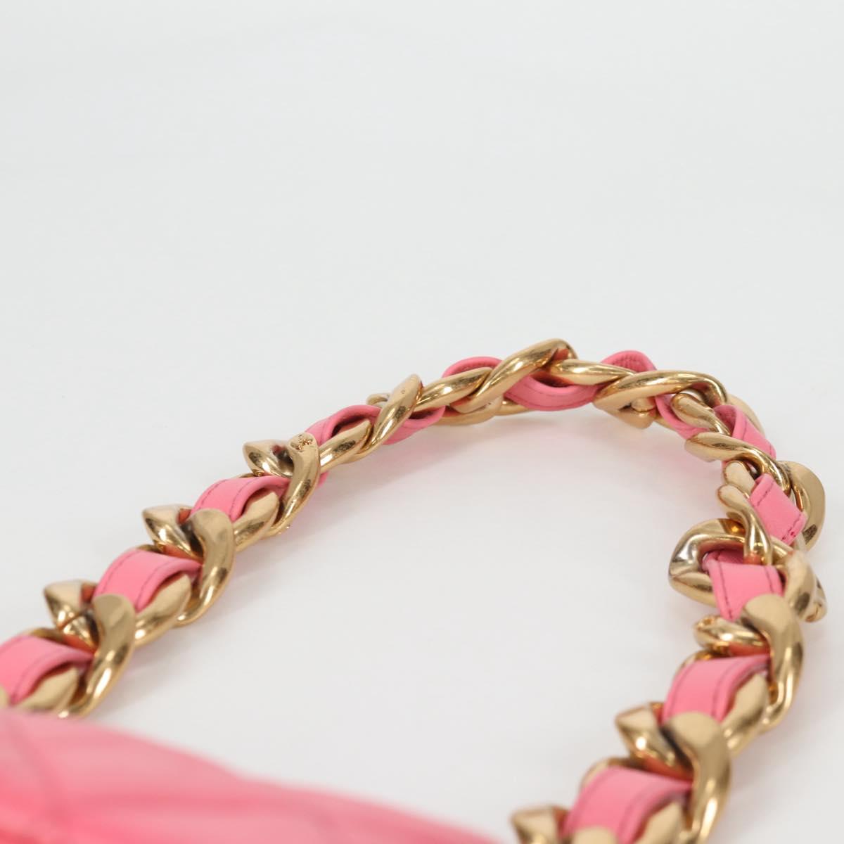CHANEL Matelasse Chain Shoulder Bag Leather Pink Gold CC Auth 134854M
