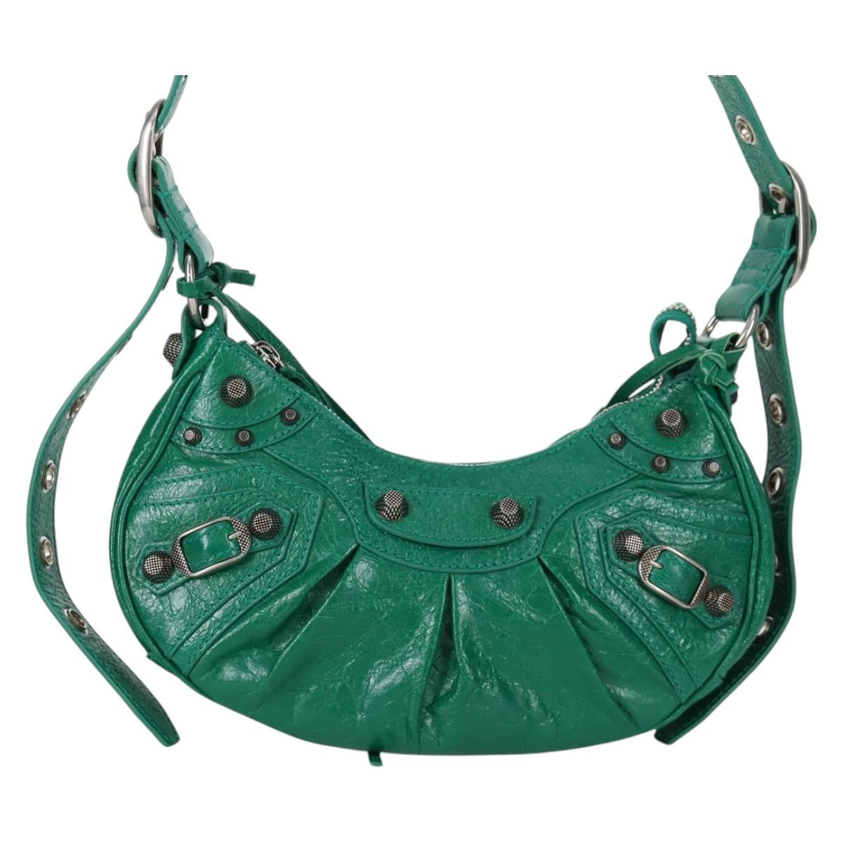 BALENCIAGA Le Cagole XS Shoulder Bag Leather 2way Green 671309 Auth 134862M