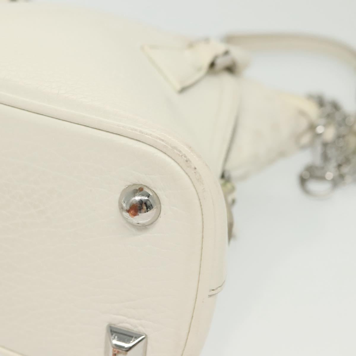 Maison Margiela 5AC Mini Hand Bag Leather 2way White Silver Auth 134868