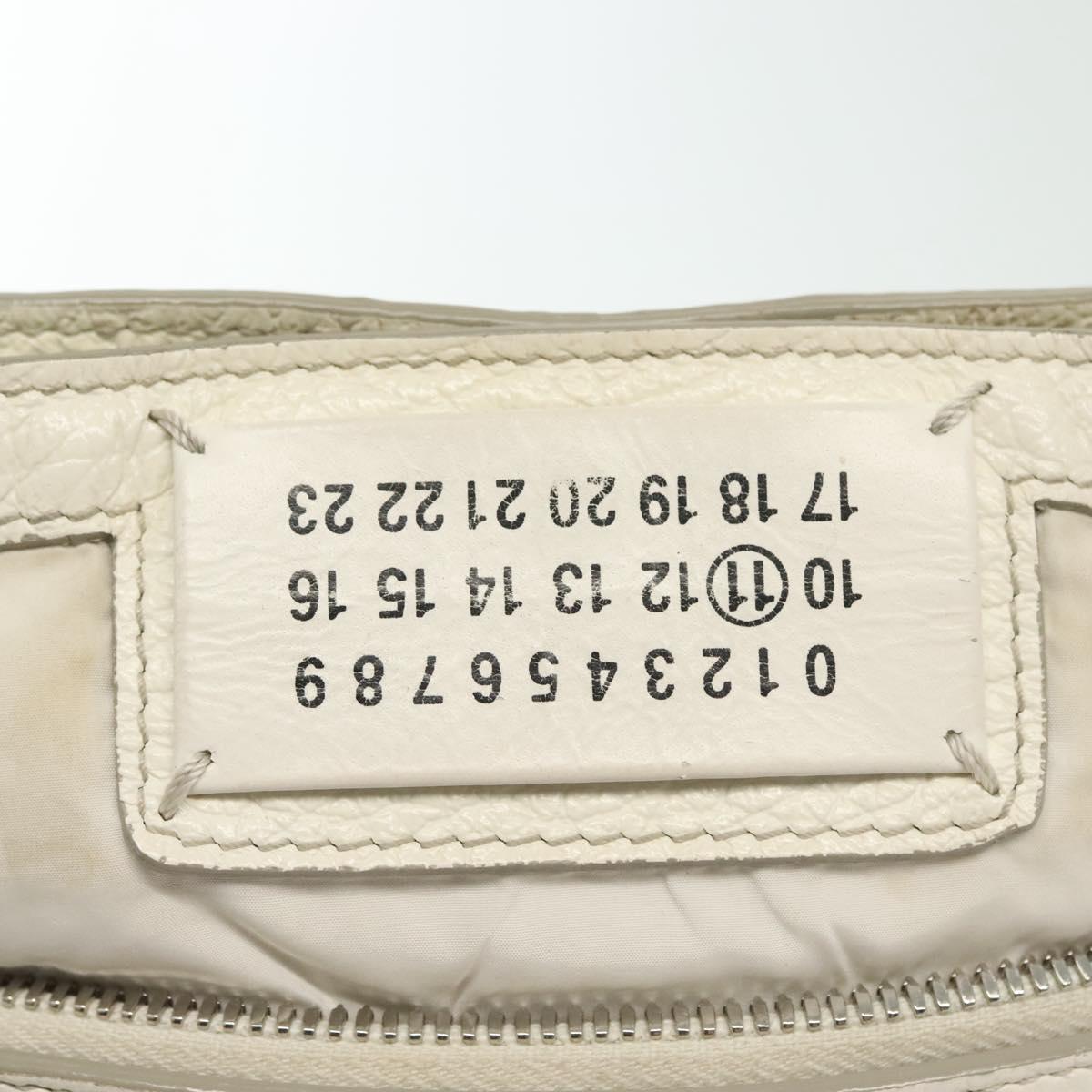 Maison Margiela 5AC Mini Hand Bag Leather 2way White Silver Auth 134868
