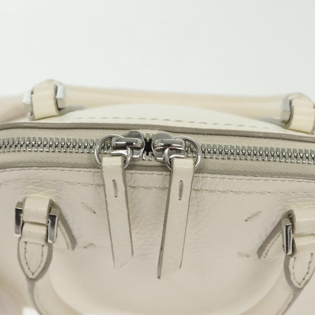 Maison Margiela 5AC Mini Hand Bag Leather 2way White Silver Auth 134868