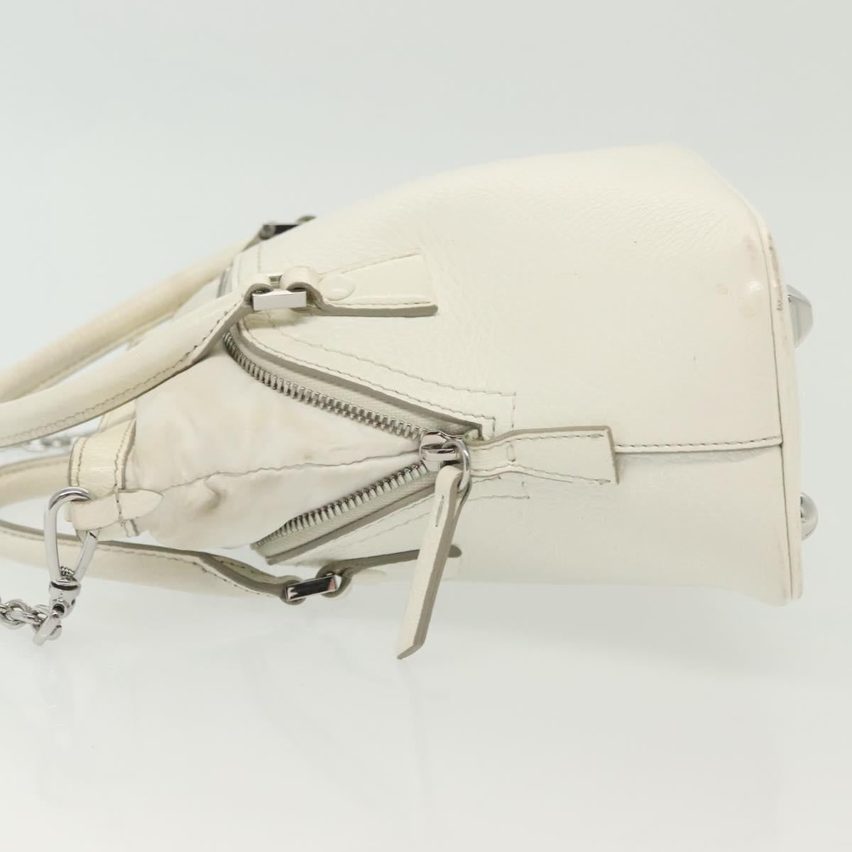 Maison Margiela 5AC Mini Hand Bag Leather 2way White Silver Auth 134868