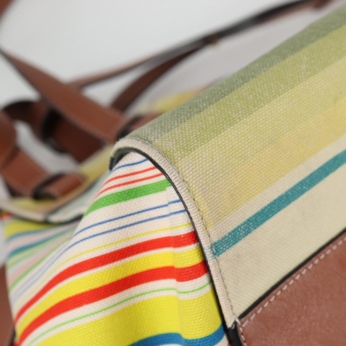 LOEWE Hand Bag Canvas 2way Multicolor Gold Auth 134870SAM