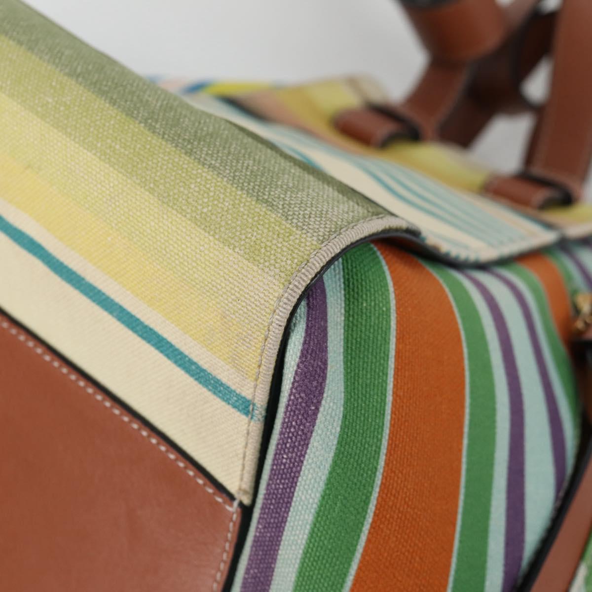 LOEWE Hand Bag Canvas 2way Multicolor Gold Auth 134870SAM
