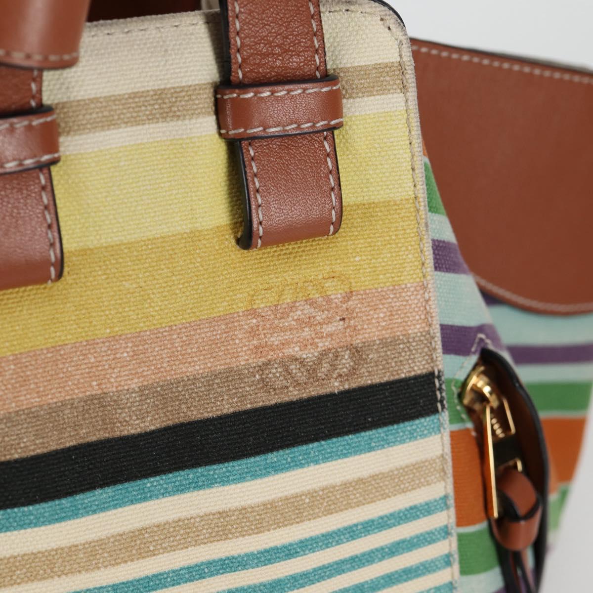 LOEWE Hand Bag Canvas 2way Multicolor Gold Auth 134870SAM