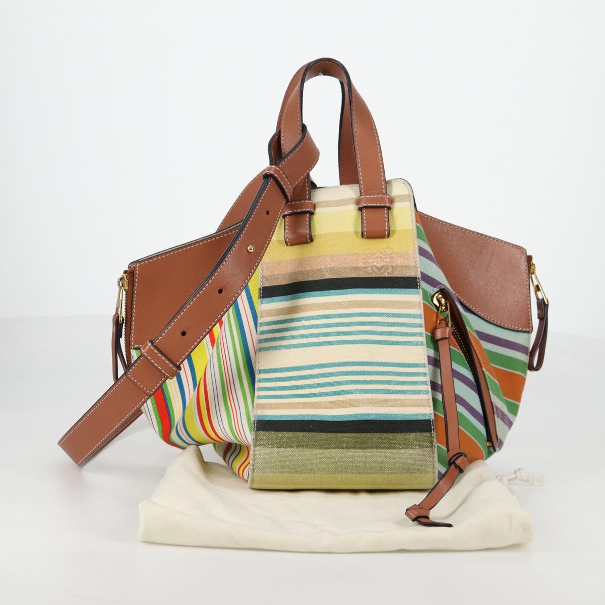LOEWE Hand Bag Canvas 2way Multicolor Gold Auth 134870SAM