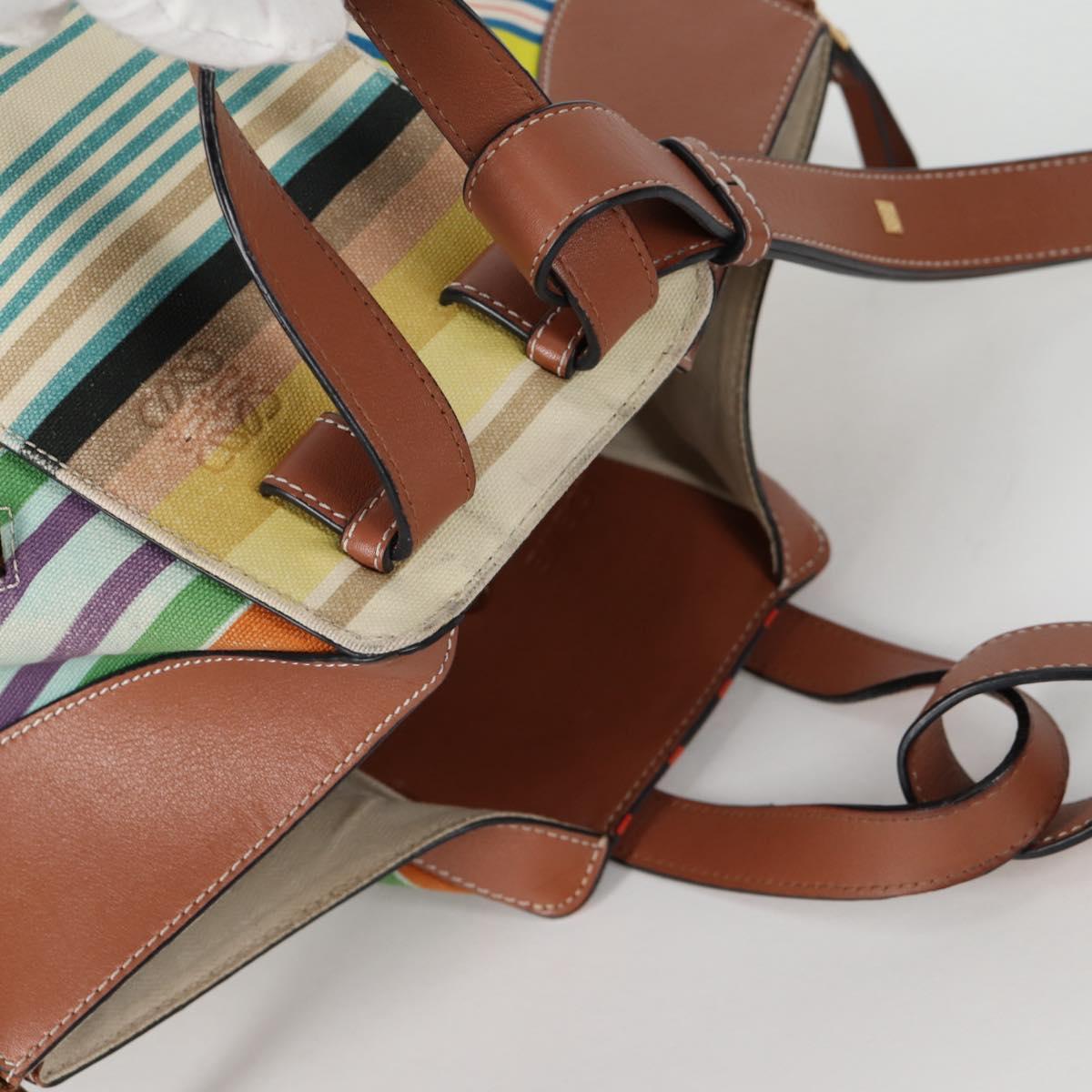 LOEWE Hand Bag Canvas 2way Multicolor Gold Auth 134870SAM