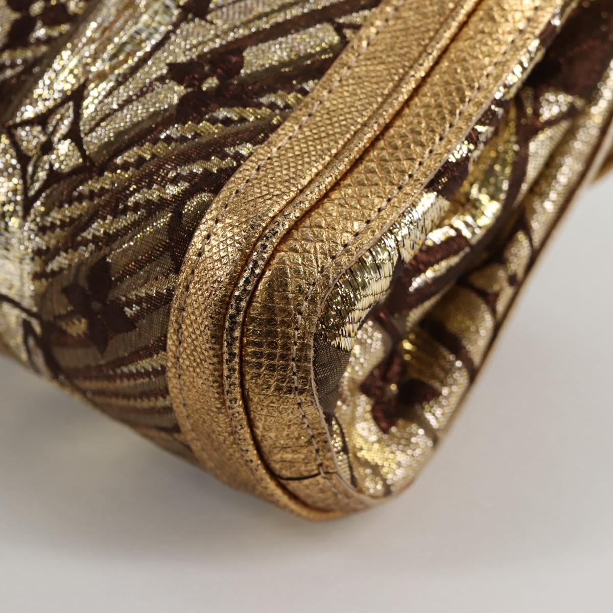 LOUIS VUITTON Monogram Brocade Tari Clutch Bag Gold M93142 LV Auth 134873V