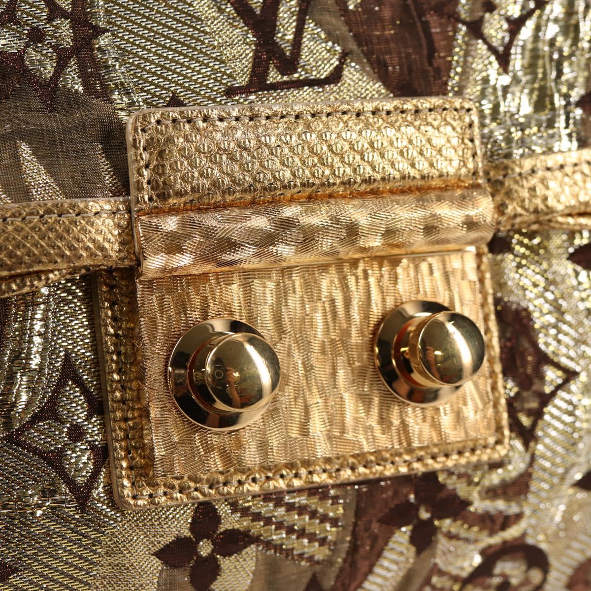 LOUIS VUITTON Monogram Brocade Tari Clutch Bag Gold M93142 LV Auth 134873V