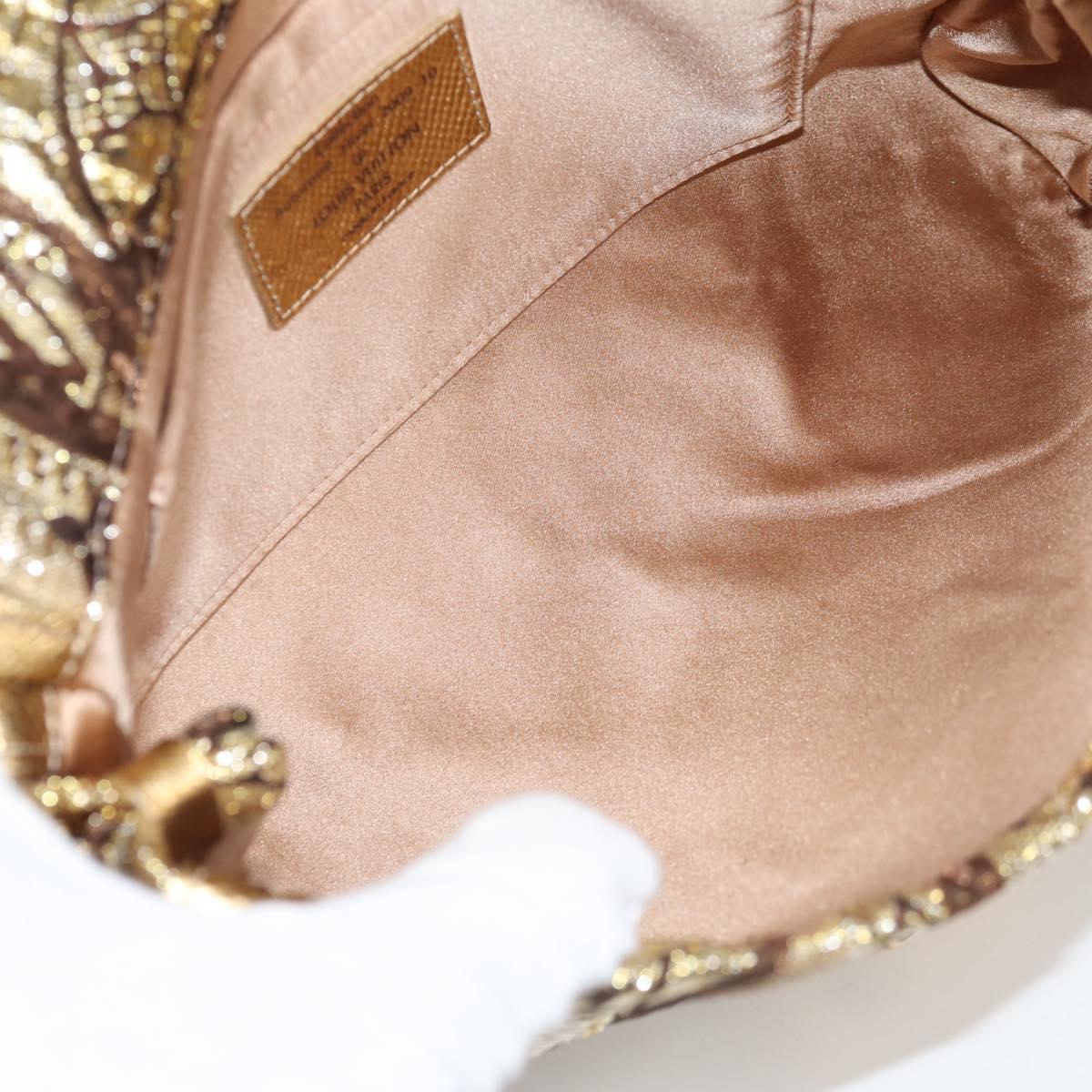 LOUIS VUITTON Monogram Brocade Tari Clutch Bag Gold M93142 LV Auth 134873V