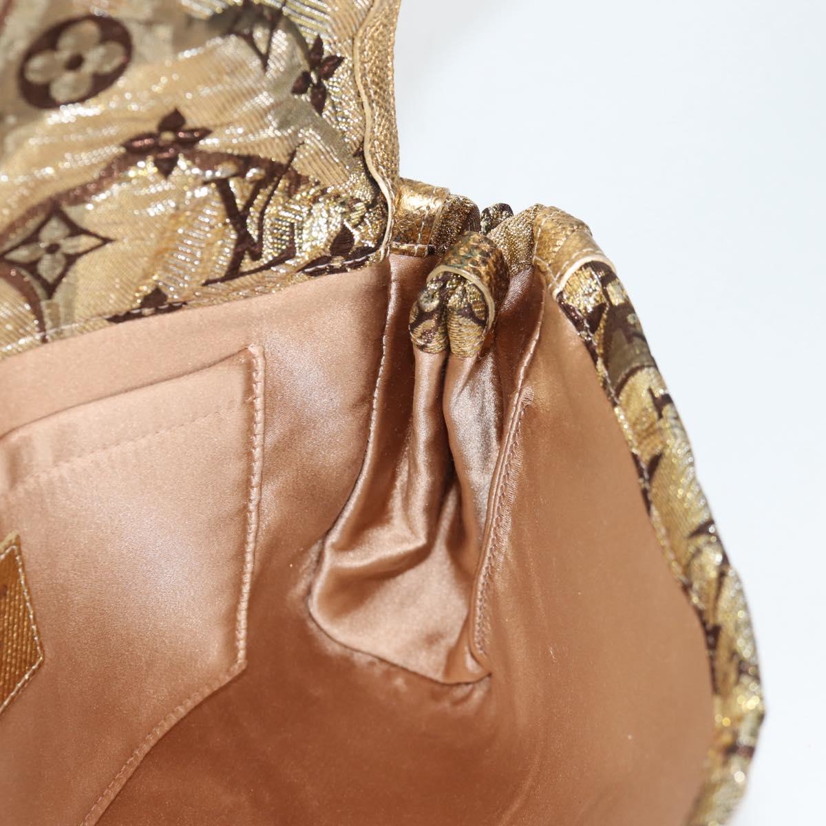 LOUIS VUITTON Monogram Brocade Tari Clutch Bag Gold M93142 LV Auth 134873V
