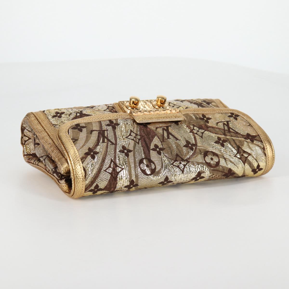 LOUIS VUITTON Monogram Brocade Tari Clutch Bag Gold M93142 LV Auth 134873V