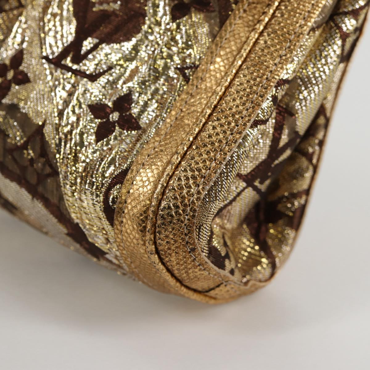 LOUIS VUITTON Monogram Brocade Tari Clutch Bag Gold M93142 LV Auth 134873V