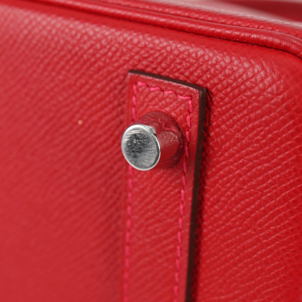 HERMES Birkin 30 Hand Bag Leather Red Silver Auth 134875SM