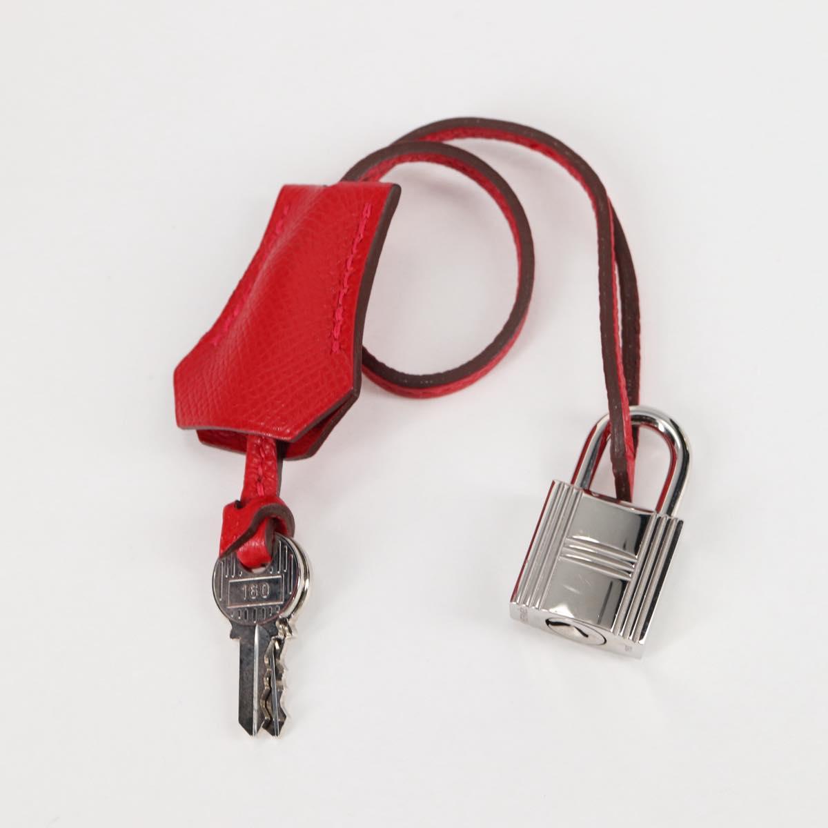 HERMES Birkin 30 Hand Bag Leather Red Silver Auth 134875SM