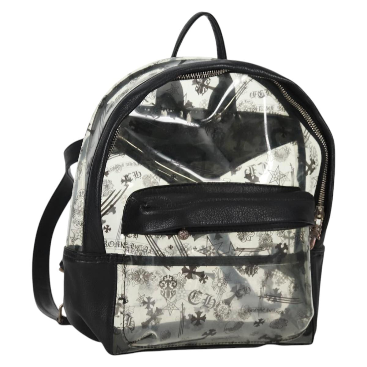 Chrome Hearts PVC BACK TO SCHOOL Backpack Vinyl Leather Black Auth 134876SAM