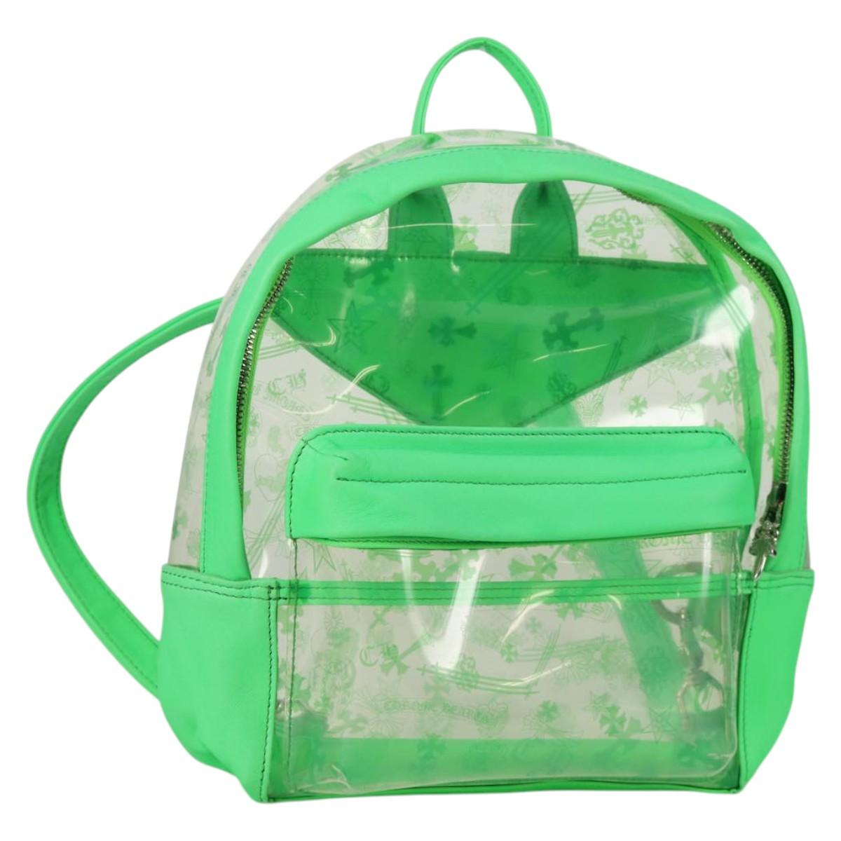 Chrome Hearts PVC BACK TO SCHOOL Backpack Vinyl Leather Green Auth 134877SAM