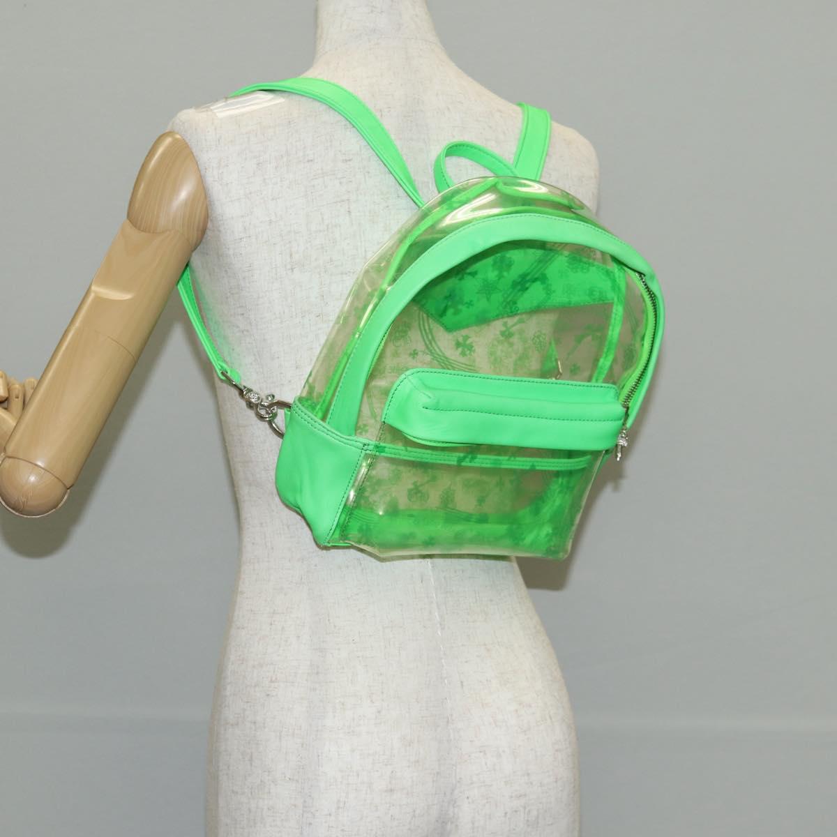 Chrome Hearts PVC BACK TO SCHOOL Backpack Vinyl Leather Green Auth 134877SAM
