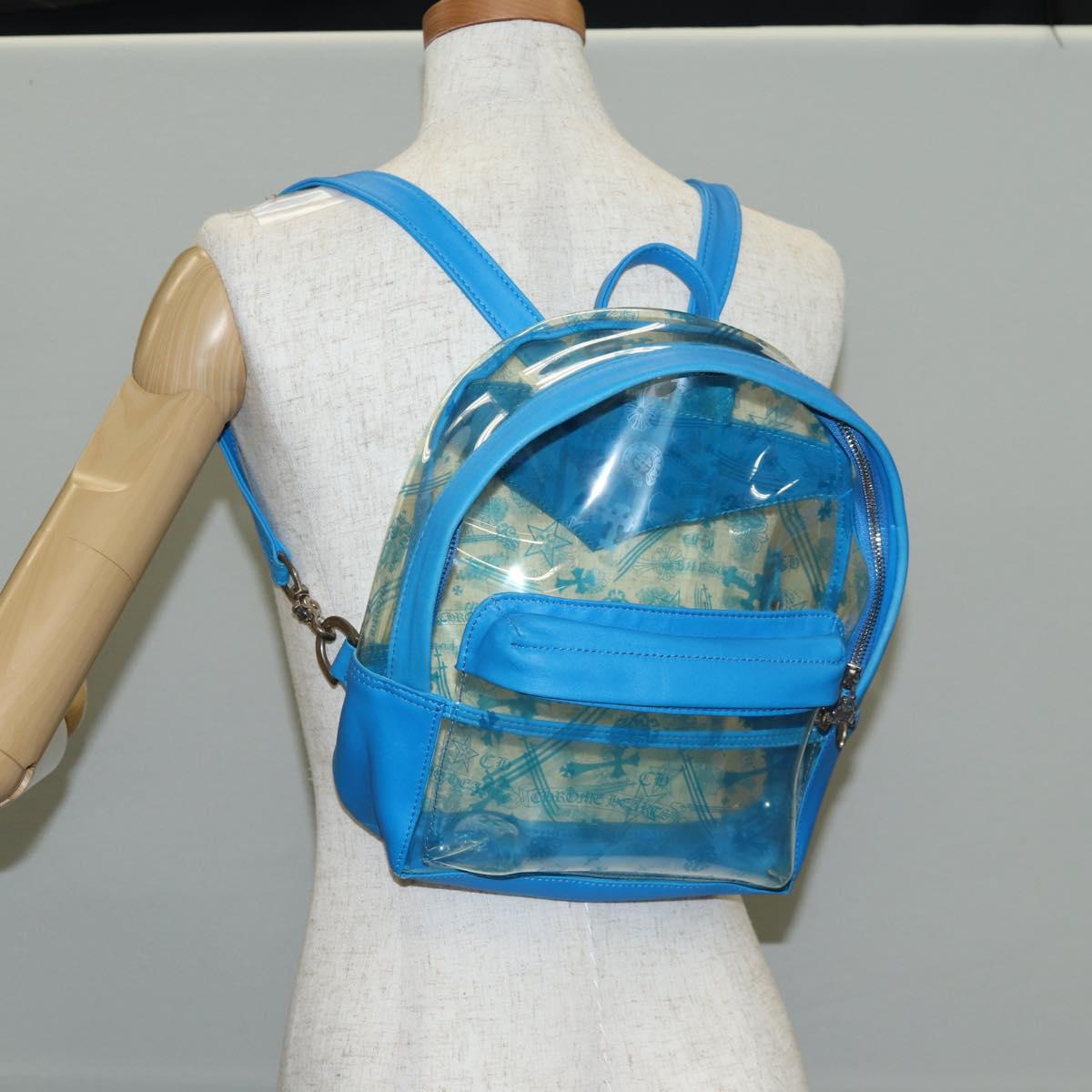 Chrome Hearts PVC BACK TO SCHOOL Backpack Vinyl Leather Blue Auth 134878SAM