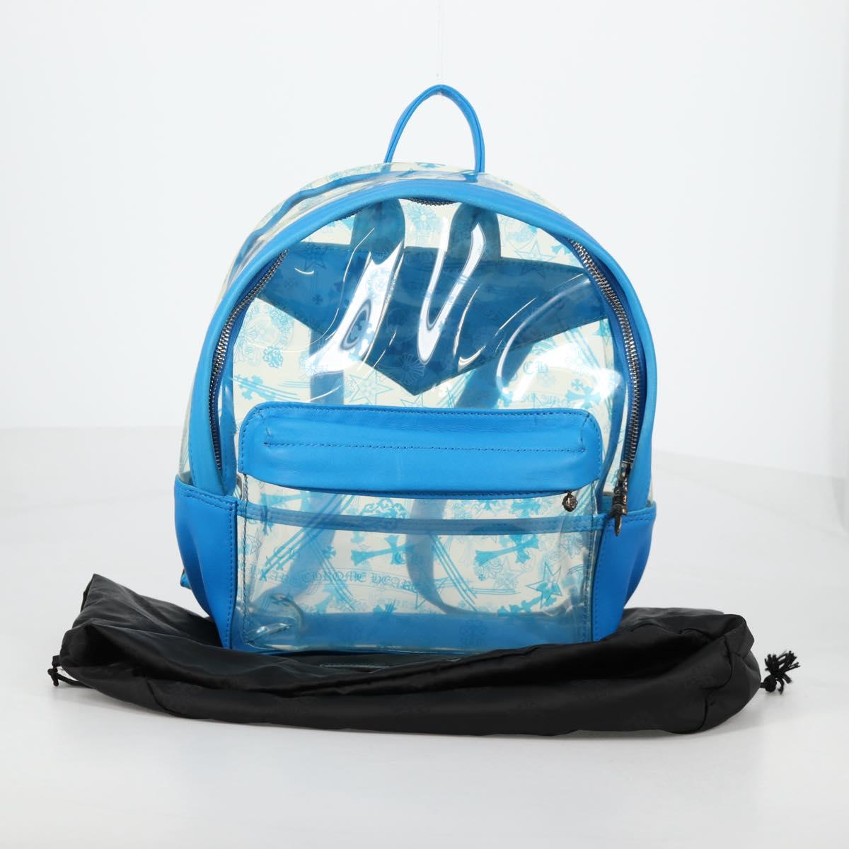 Chrome Hearts PVC BACK TO SCHOOL Backpack Vinyl Leather Blue Auth 134878SAM