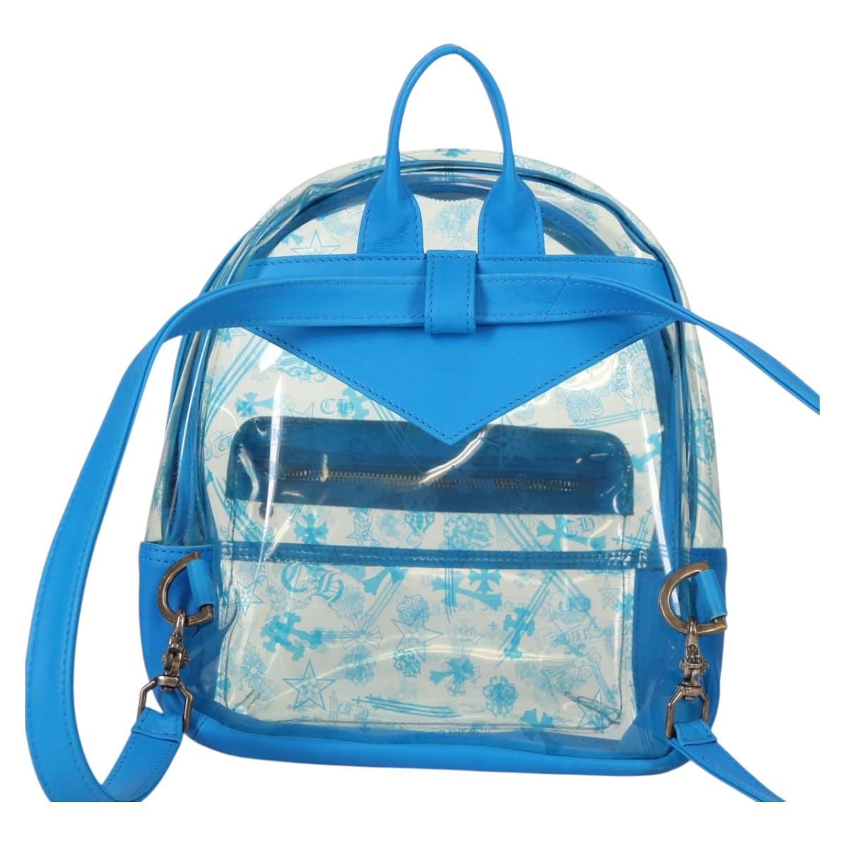 Chrome Hearts PVC BACK TO SCHOOL Backpack Vinyl Leather Blue Auth 134878SAM