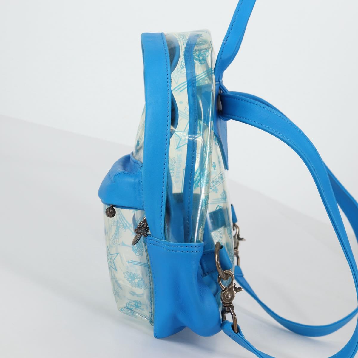 Chrome Hearts PVC BACK TO SCHOOL Backpack Vinyl Leather Blue Auth 134878SAM