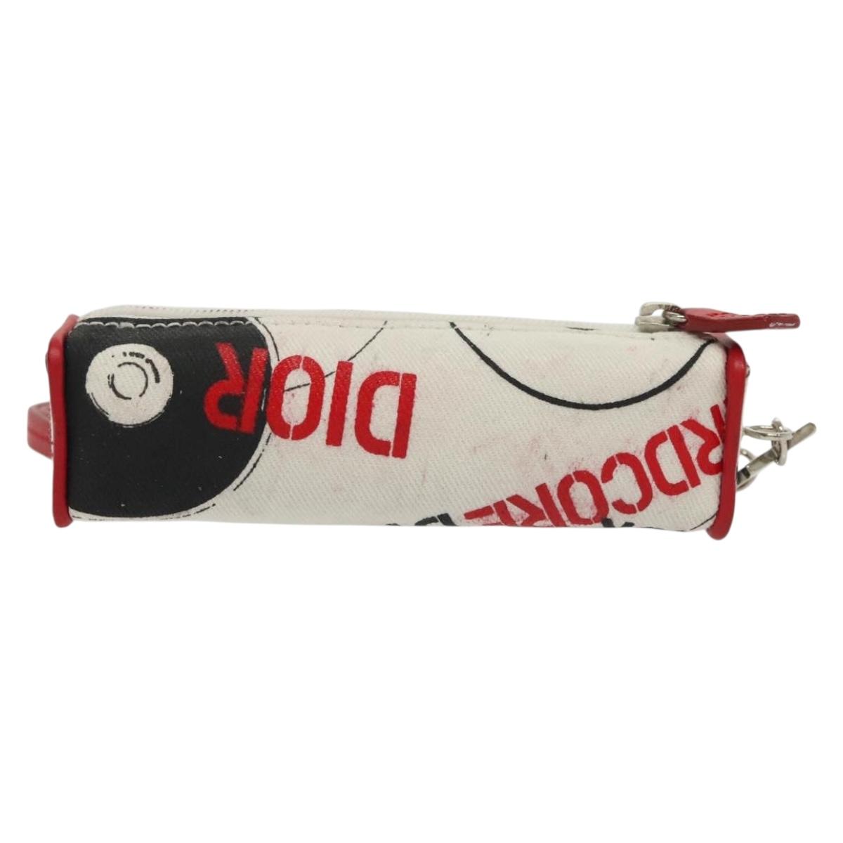 Christian Dior Lipstick case Cosmetic Pouch Canvas White Auth 134881