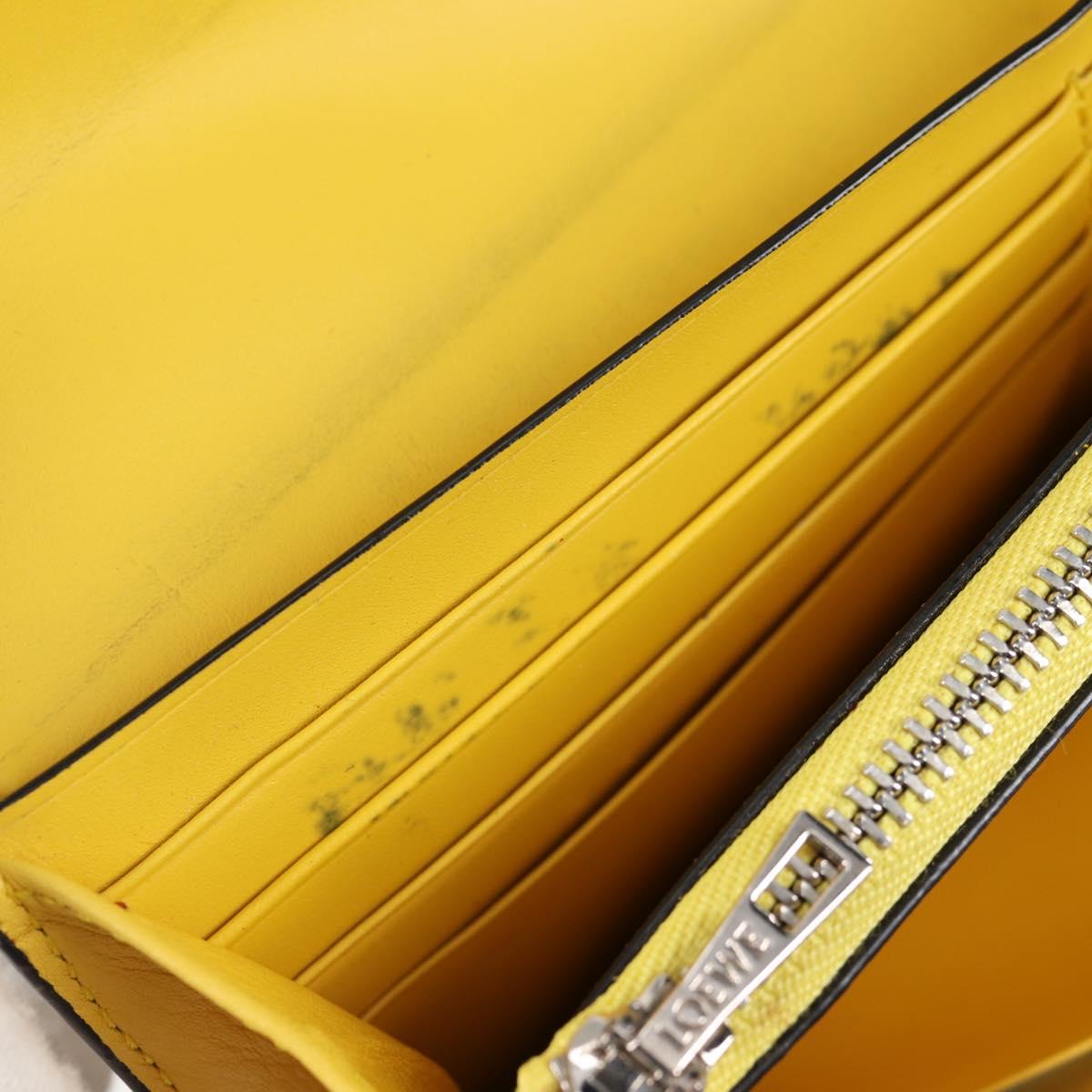 LOEWE Puzzle Anagram Long Wallet Leather Yellow Auth 134883M