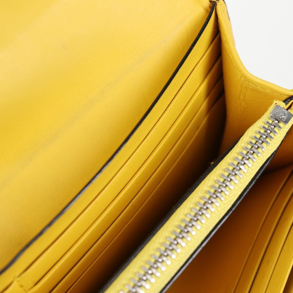 LOEWE Puzzle Anagram Long Wallet Leather Yellow Auth 134883M