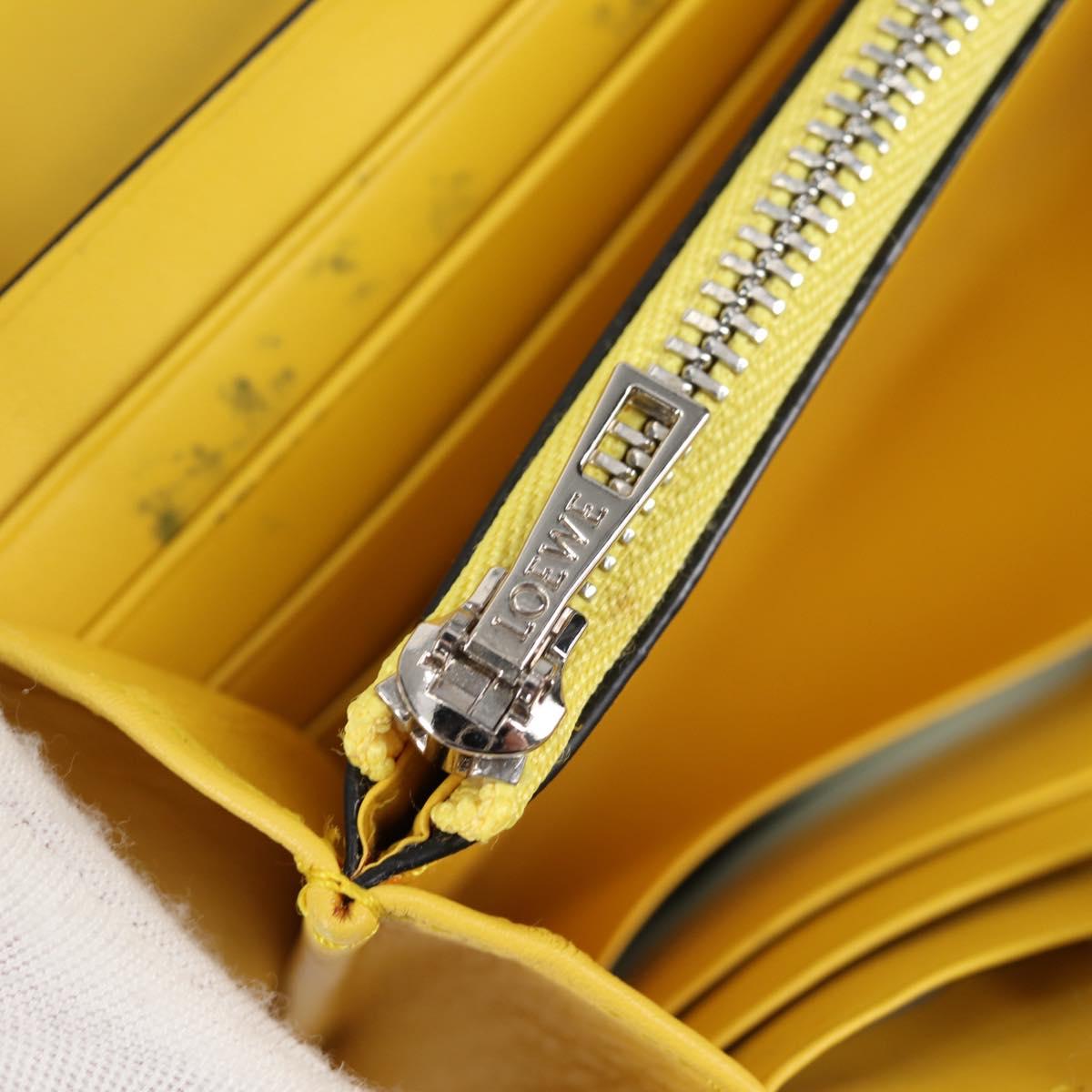 LOEWE Puzzle Anagram Long Wallet Leather Yellow Auth 134883M
