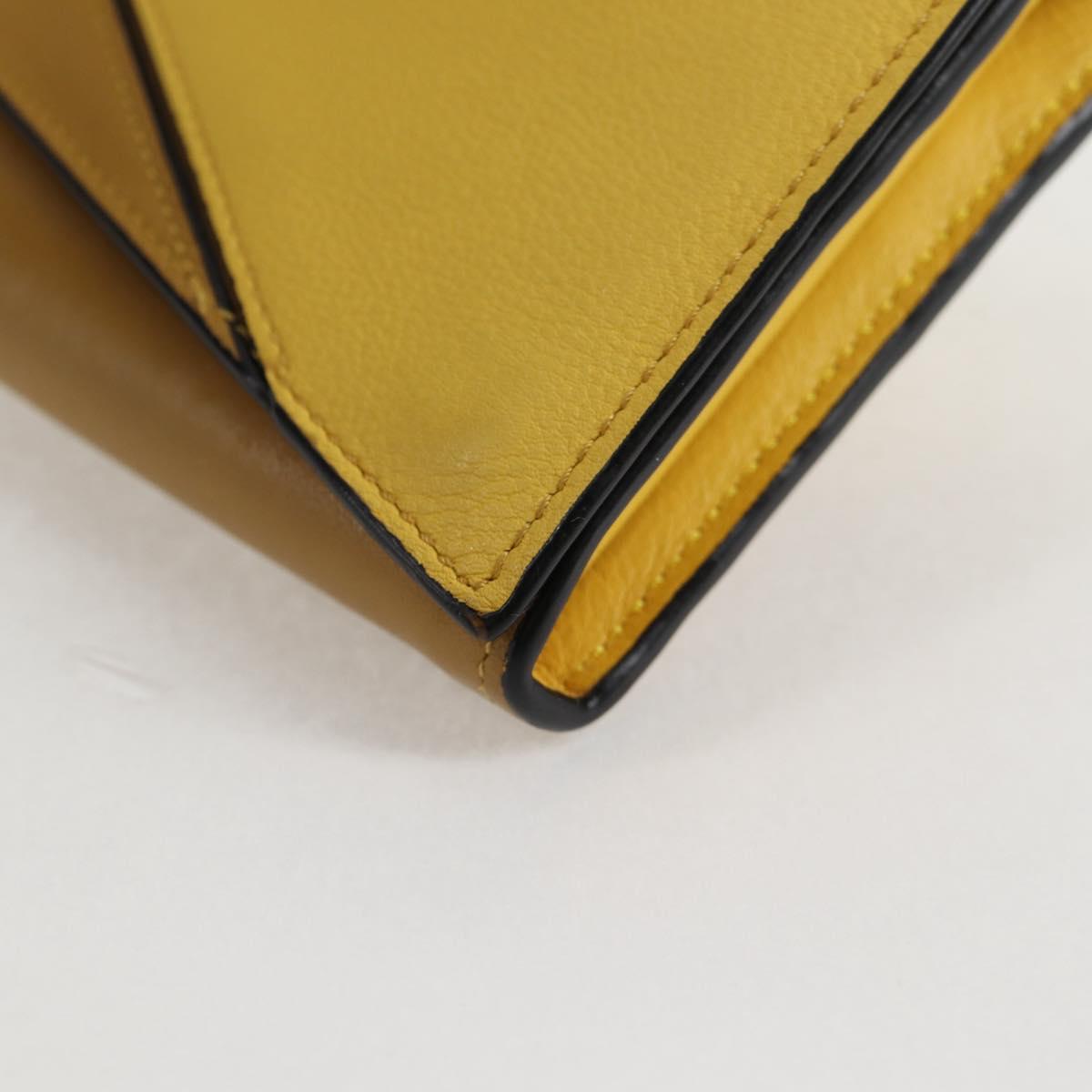 LOEWE Puzzle Anagram Long Wallet Leather Yellow Auth 134883M