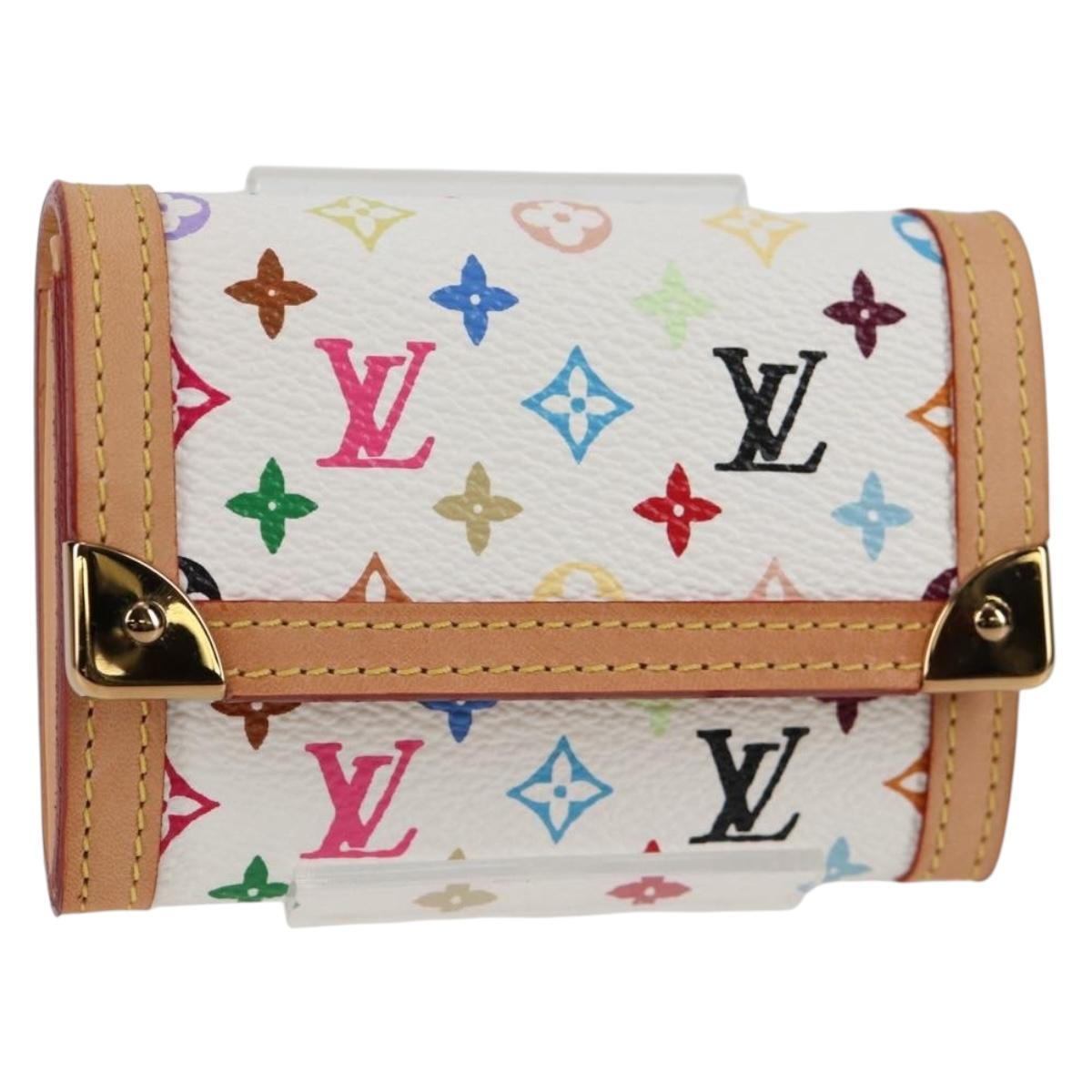 LOUIS VUITTON Multicolor Porte Monnaie Pla Purse White M92657 Auth 134887V