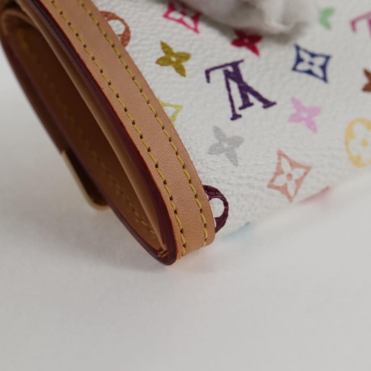 LOUIS VUITTON Multicolor Porte Monnaie Pla Purse White M92657 Auth 134887V