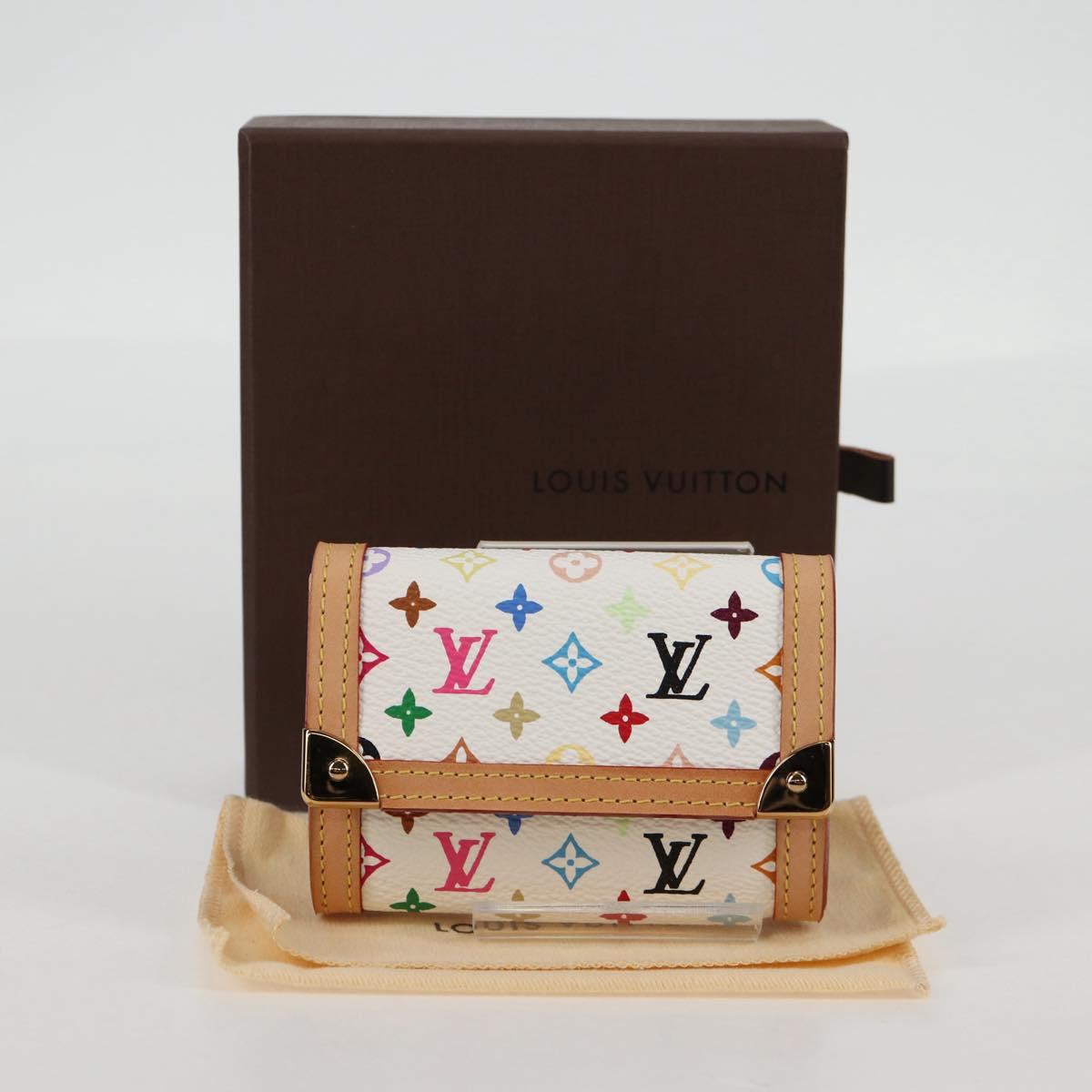 LOUIS VUITTON Multicolor Porte Monnaie Pla Purse White M92657 Auth 134887V