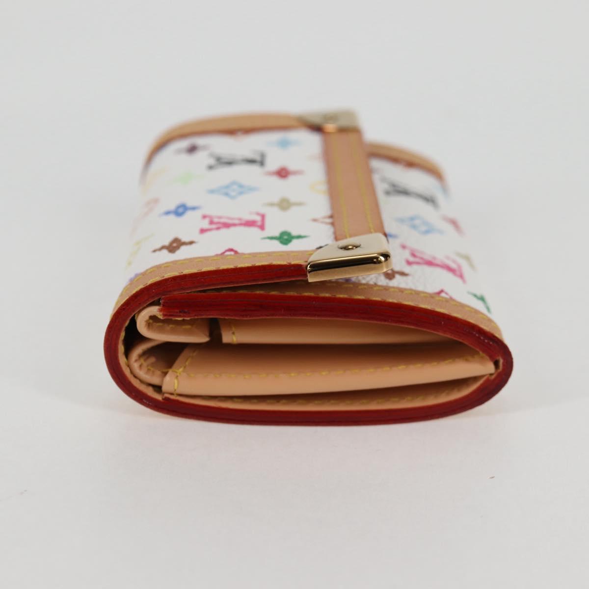 LOUIS VUITTON Multicolor Porte Monnaie Pla Purse White M92657 Auth 134887V